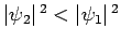 $\vert\psi_2\vert^{ 2} < \vert\psi_1\vert^{ 2}$